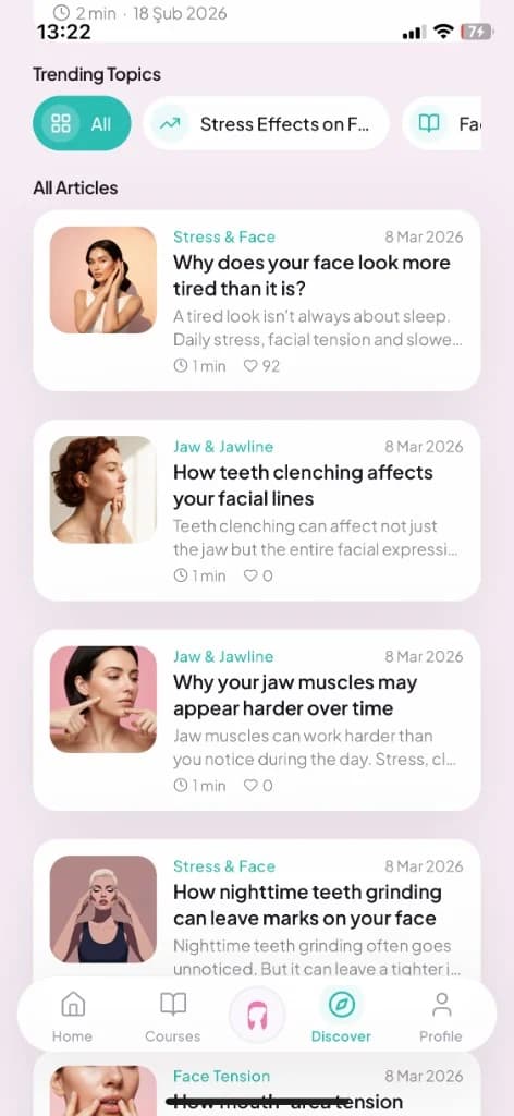 Lips and perioral exercise category in the Face Yo app