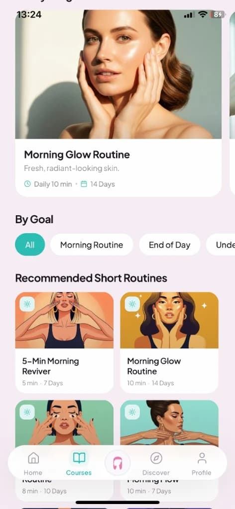 Five-minute morning reviver routine in the Face Yo app