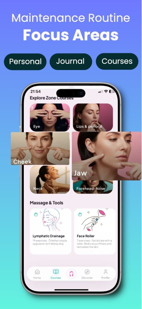 Zone courses and focus areas in the Face Yo app