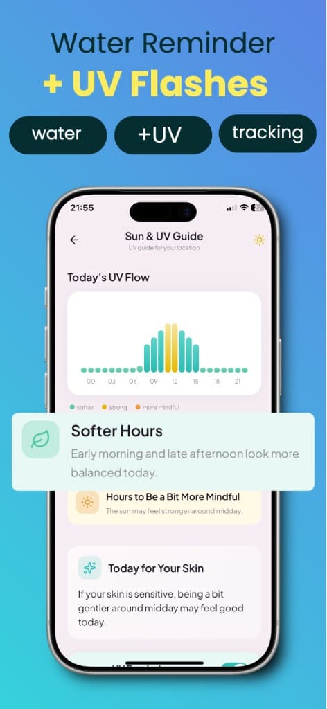 Sun and UV guide in the Face Yo app