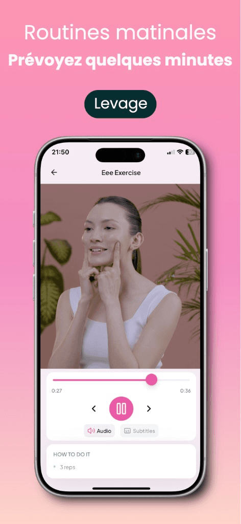 Vidéo d'exercice guidé filmée en studio dans l'app Face Yo