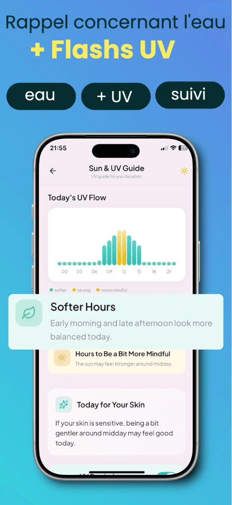 Guide soleil et UV dans l'app Face Yo