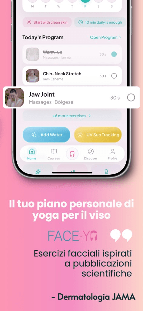 Il tuo piano personale di yoga facciale nell'app Face Yo