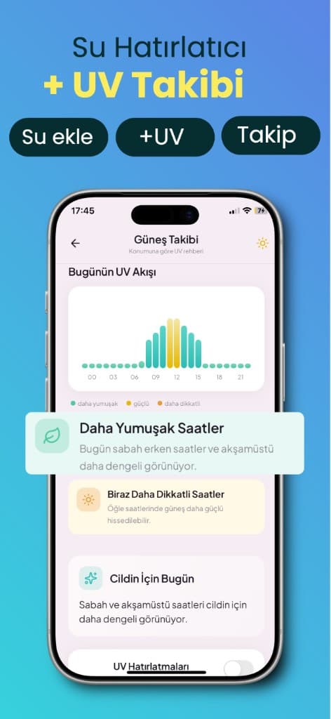 Face Yo uygulamasında güneş ve UV rehberi