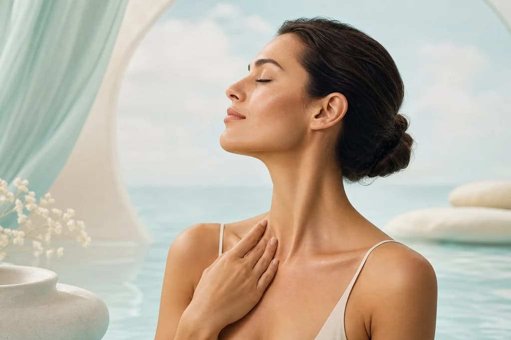 Neck face yoga — gentle exercise focused on the neck area