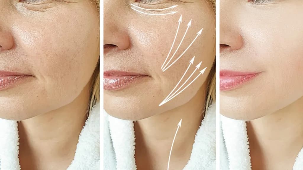 Guided facial exercise directions for jawline and neck